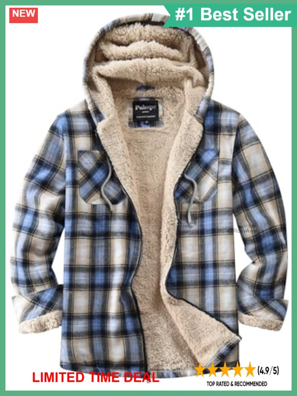 Sherpa Lined Fleece Plaid Zip Up Hooded Flannel Jacket Women